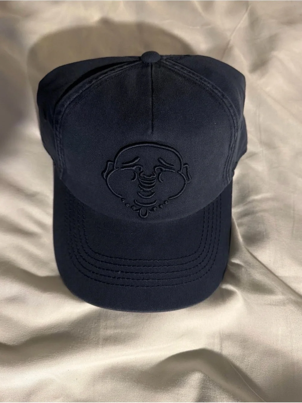 True Religion Navy Embroidered Buddha Face Baseball Hat